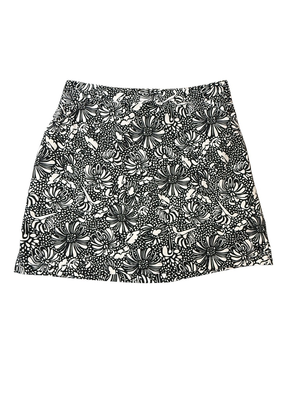 Coral Bay Golf Skort Sz 10 Black White Floral Athleisure Tennis Activewear Mini
